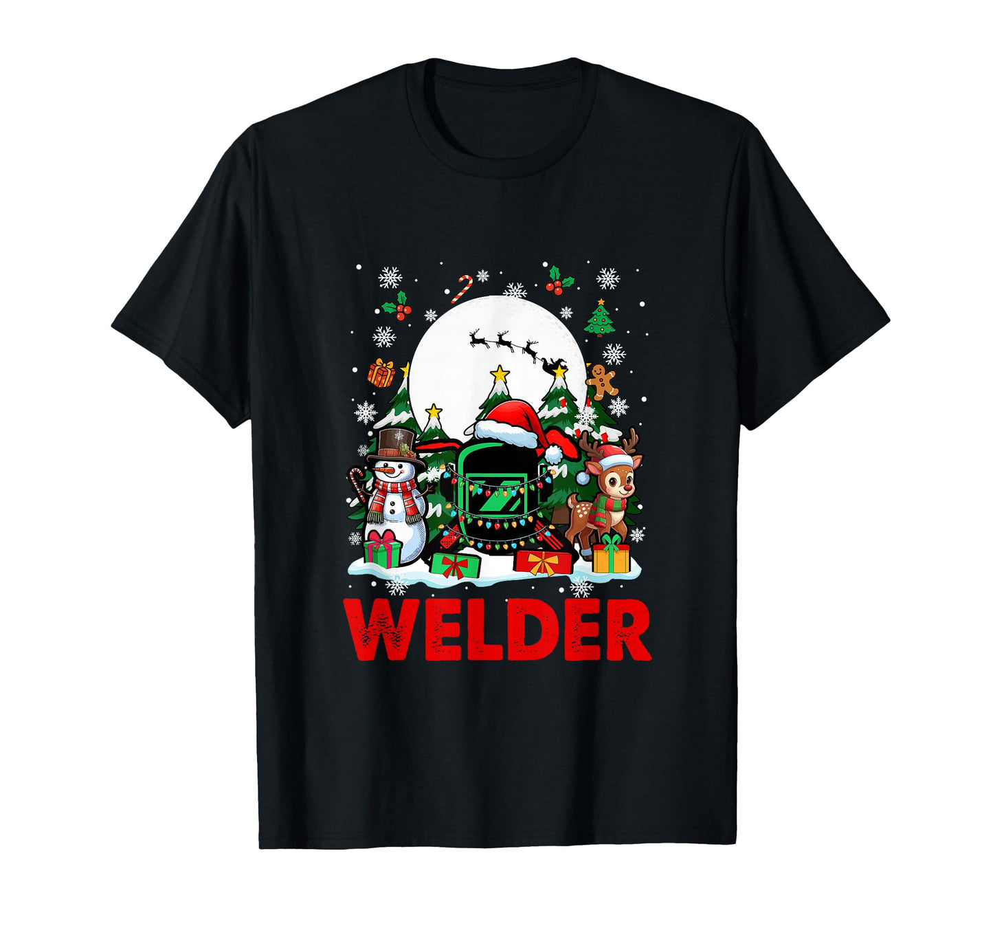 Welder Job Tools Santa Snowmen Reindeer Christmas Trees T-Shirt