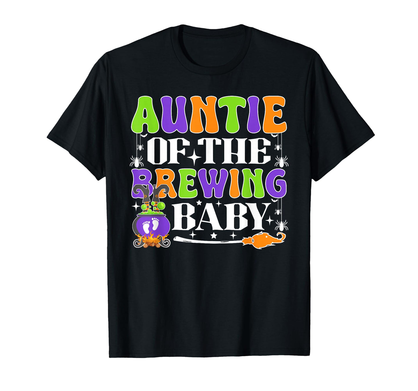 Auntie of The Brewing Baby Halloween Witch Baby Shower T-Shirt
