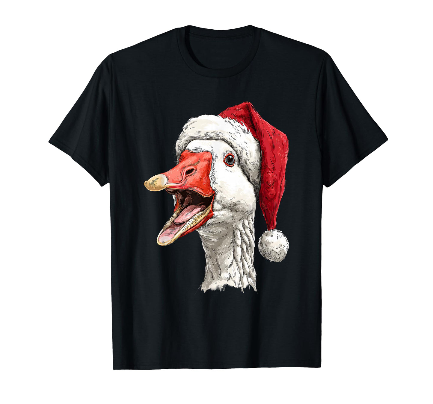 Funny Christmas Goose Santa Hat T-Shirt