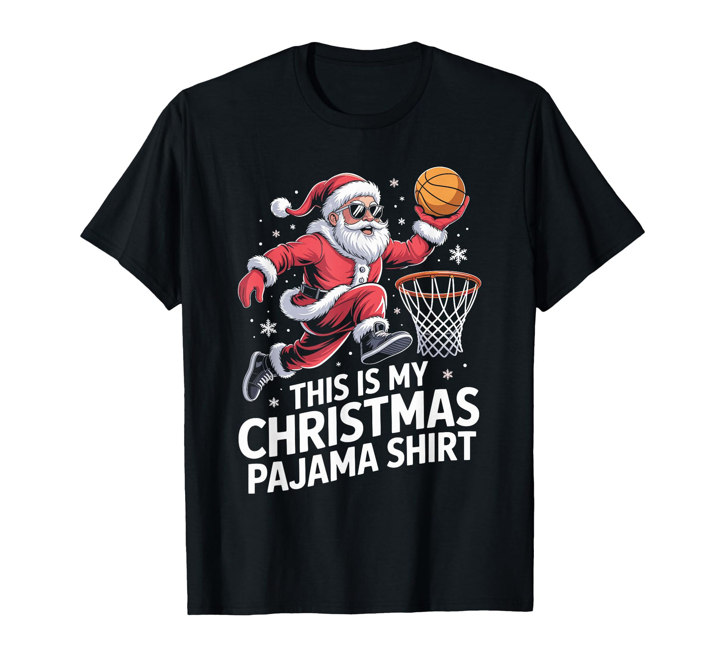Funny Santa Claus Basketball Player Christmas for Kids Men T-Shirt