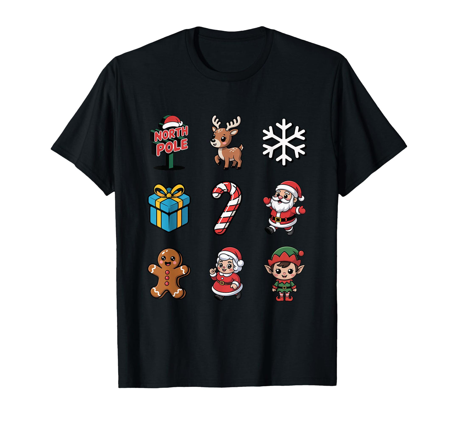 Adorable Santa Elf Reindeer Gingerbread Xmas T-Shirt