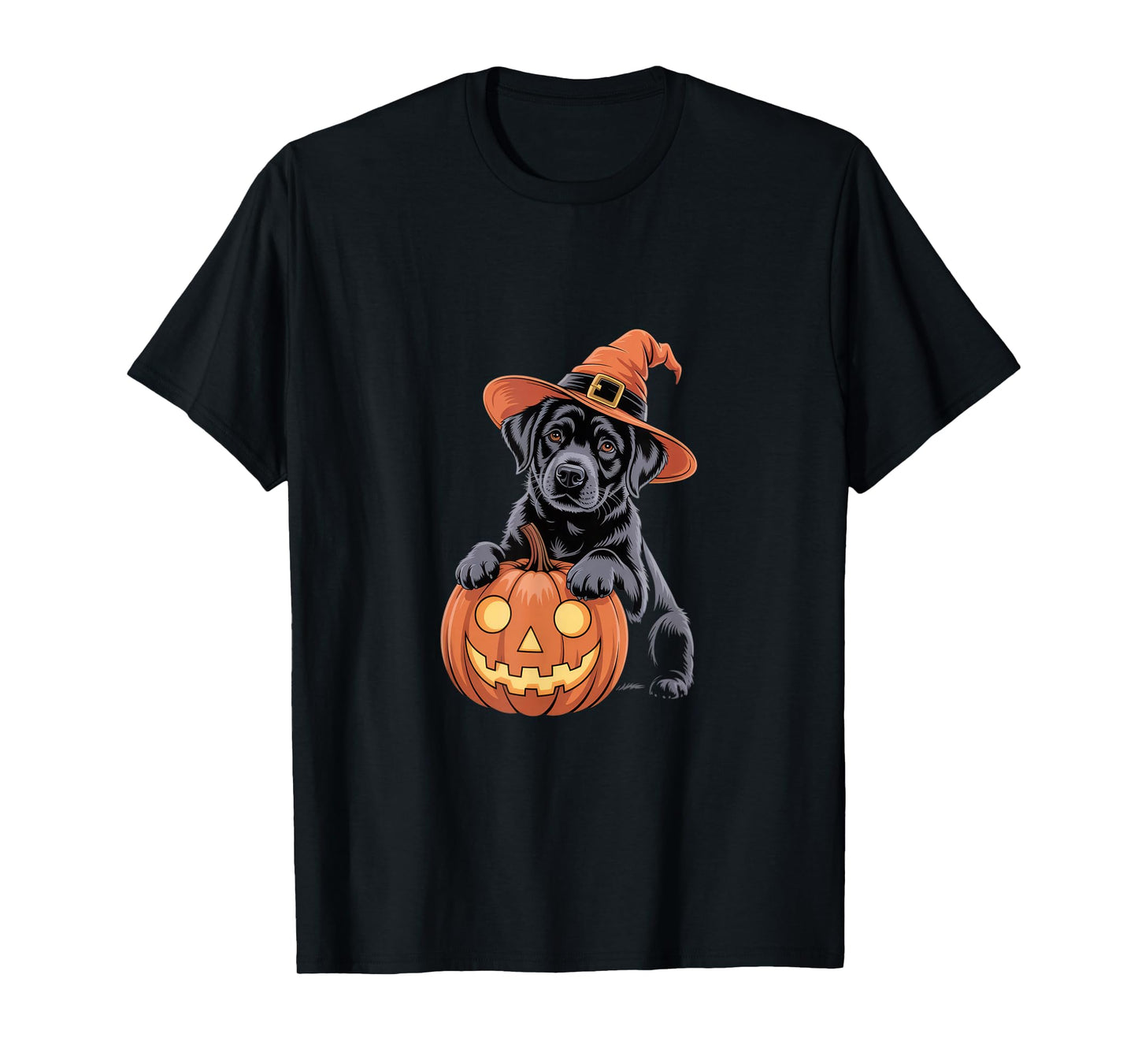 Cute Dog with Pumpkin and Witch Hat for Halloween Pet Lovers T-Shirt