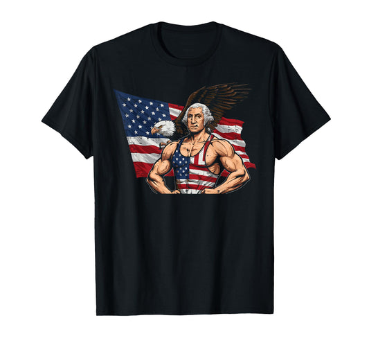 4th Of July Gym Washington Muscle Flag Workout Men Women T-Shirt