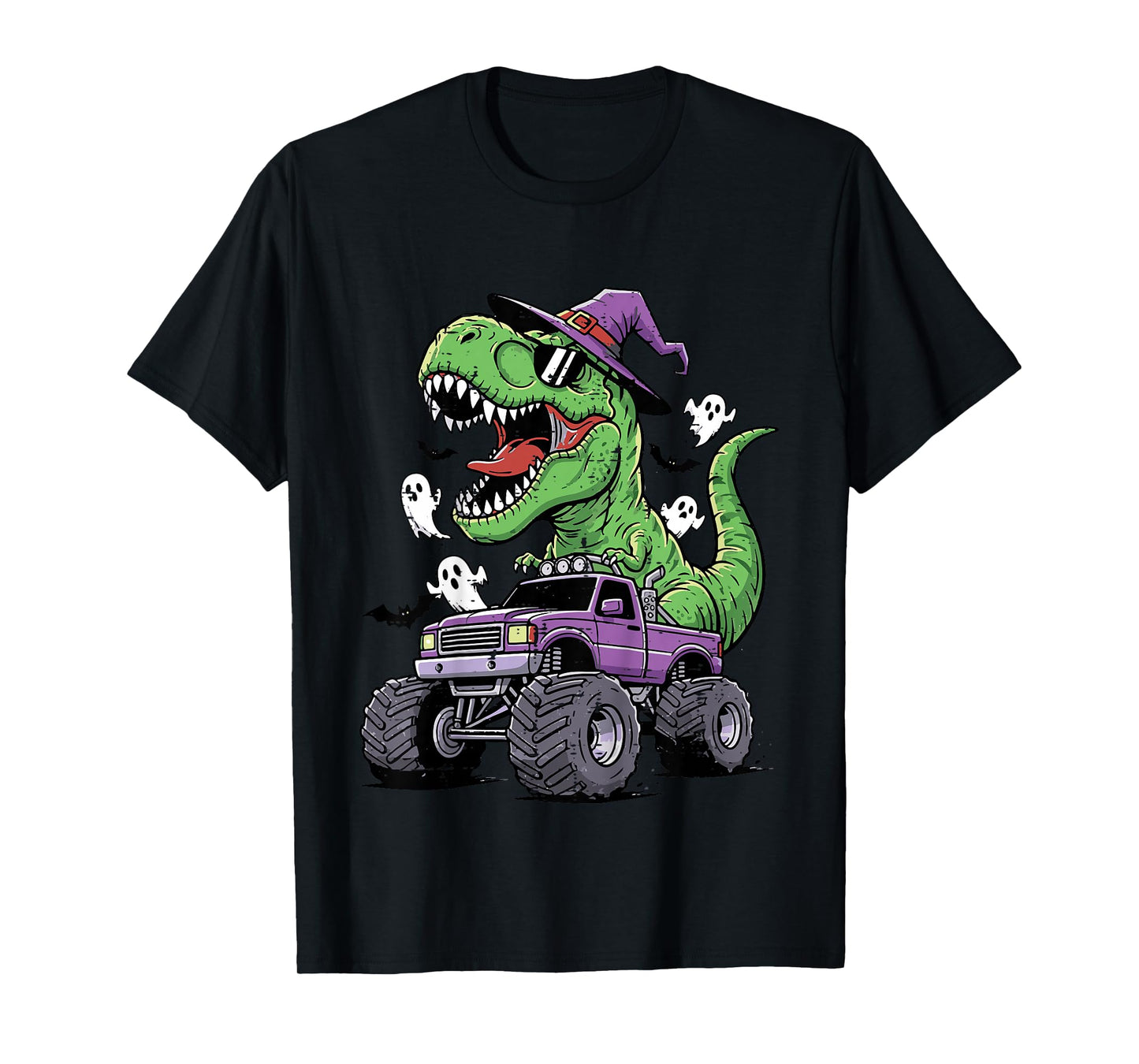 Kids Halloween Dino On Monster Truck Trex Costume Boys Kids Youth T-Shirt
