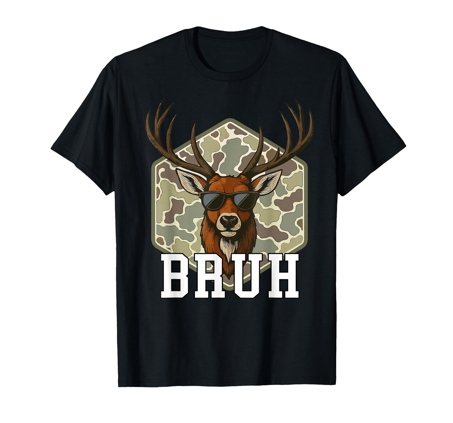 Bruh Deer Funny Deer Hunting Camo Hat Youth Teens Kids Slang T-Shirt