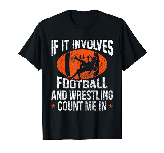 Funny Football Designs For Kids Women - Men Tee Unisex-Adult T-Shirt Football-Wrestling-Design T-Shirt Black Short Sleeve Small