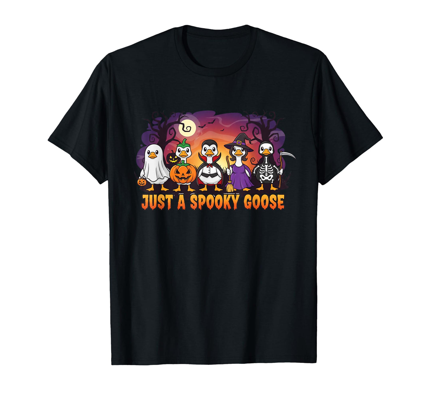 Just A Spooky Goose Tee Funny Halloween Goose Gang Gifts T-Shirt