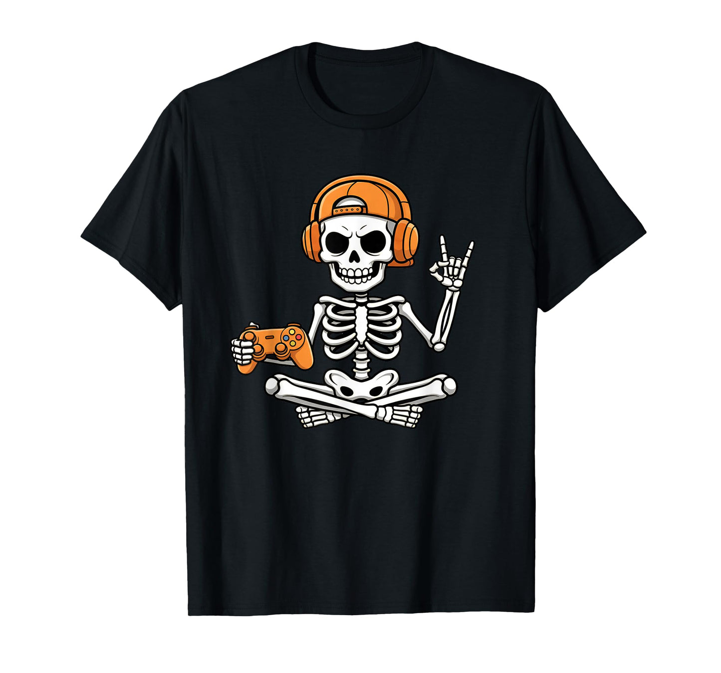 Halloween Skelton Gamer Video Gaming Funny Kids Boys Men T-Shirt