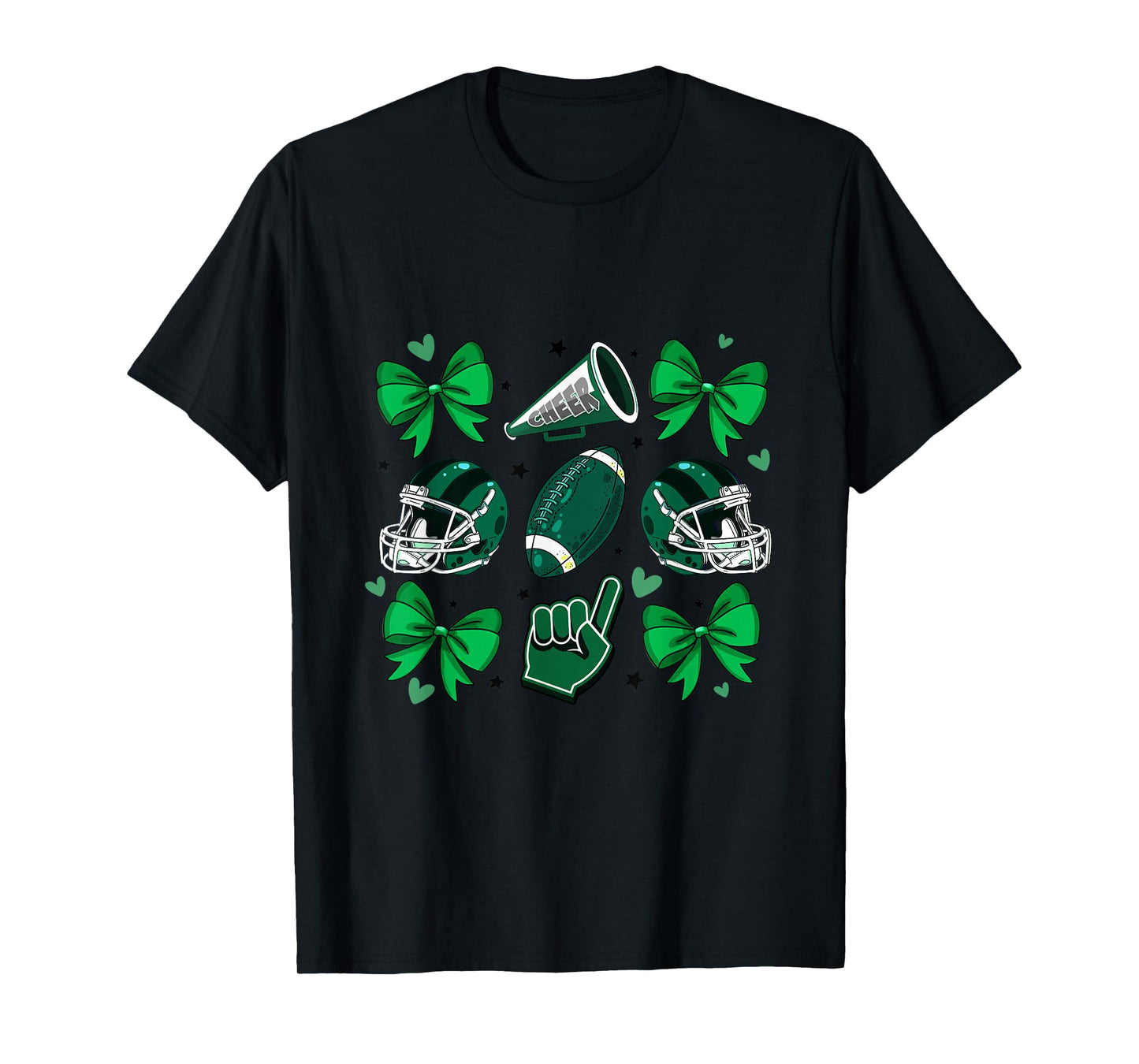 Football Cheer Mom Sister Coquette Bow Game Day Green Women T-Shirt