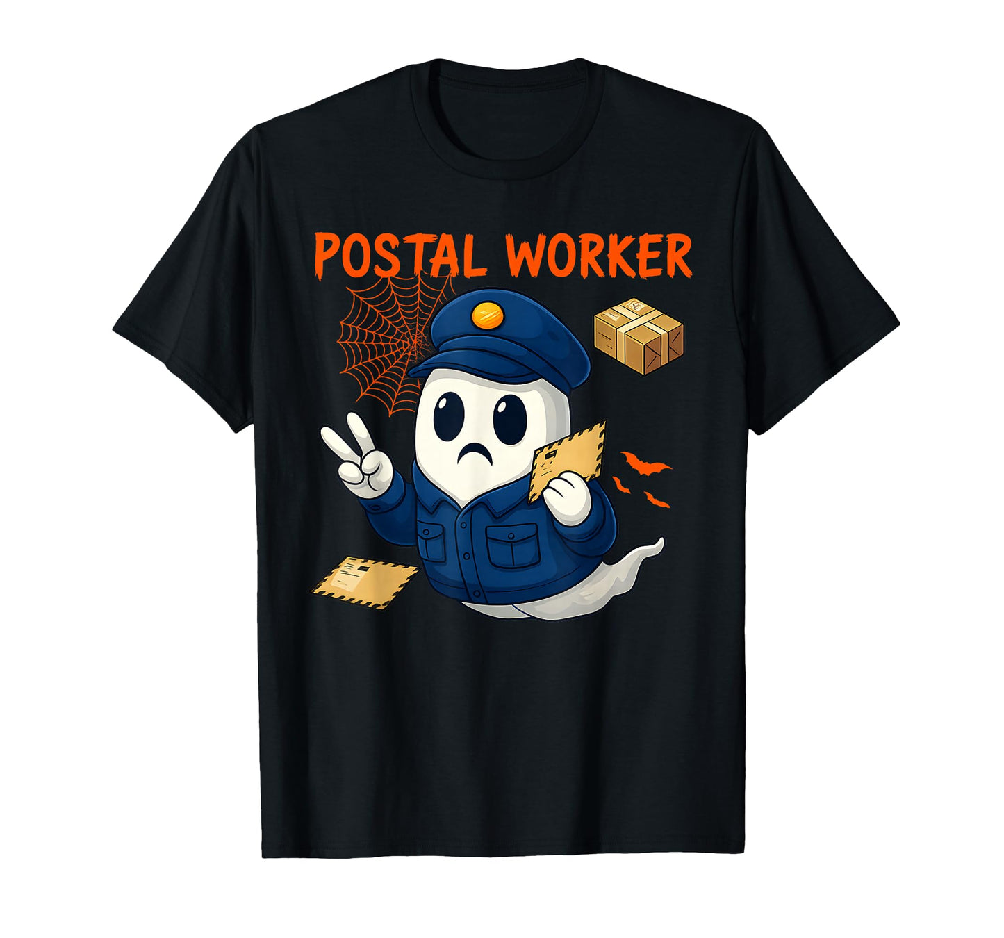 Postal Worker Pumpkin Post Office Staff Ghost Halloween Men T-Shirt
