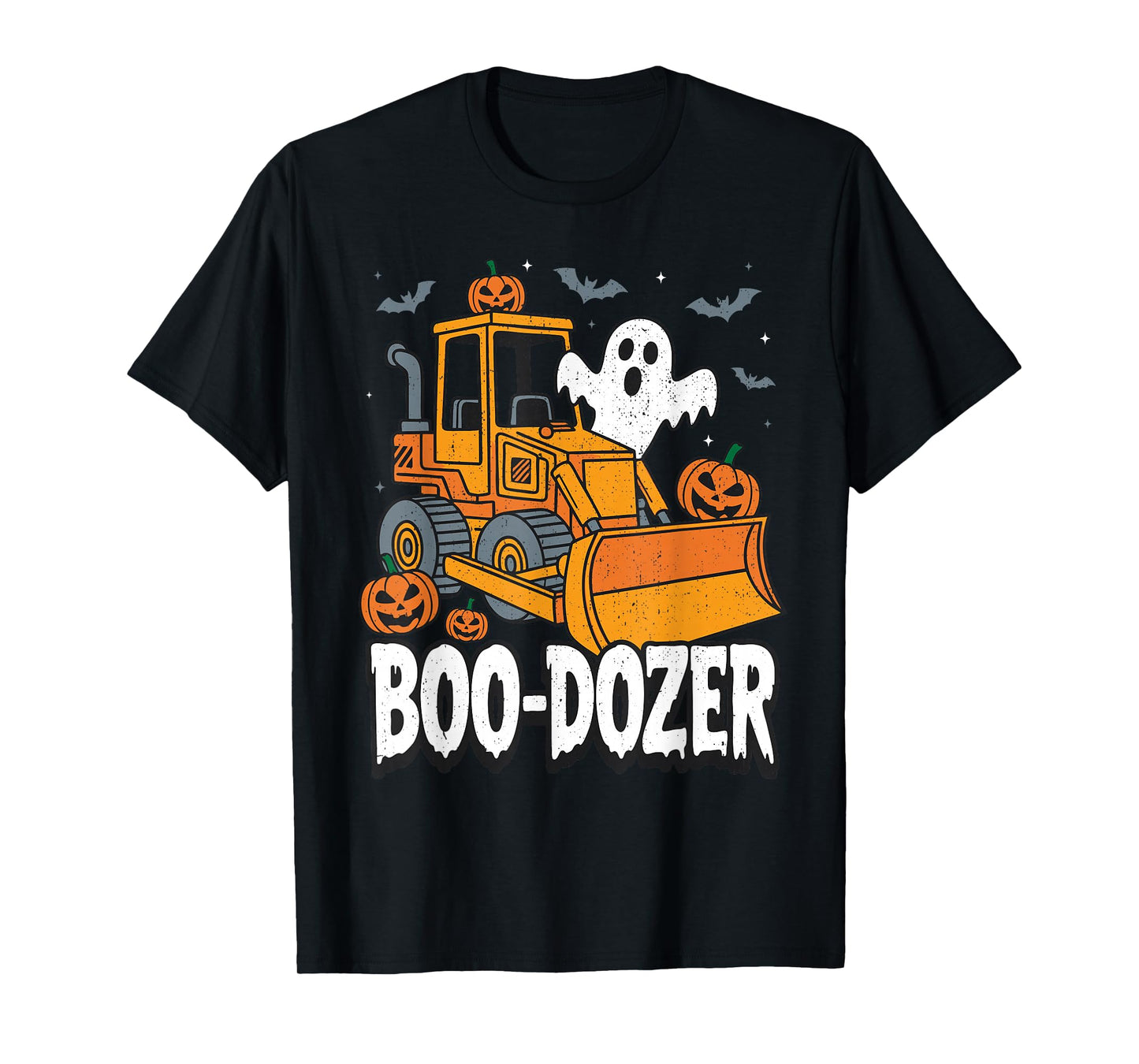 Bulldozer Boy Halloween Boo Dozer Construction Truck Kids T-Shirt