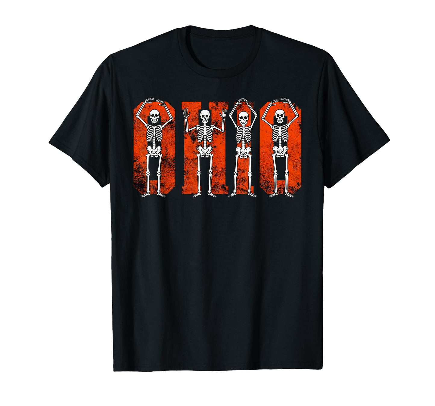 O-H-I-O State Funny Skeletons Ohio Vintage Halloween Team T-Shirt