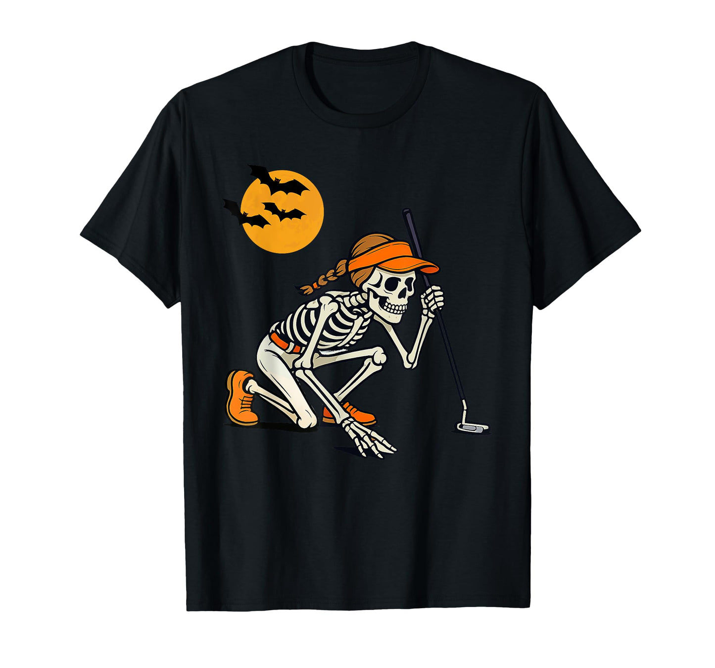 Halloween Golf Skeleton Women Vintage Funny Golf Halloween T-Shirt