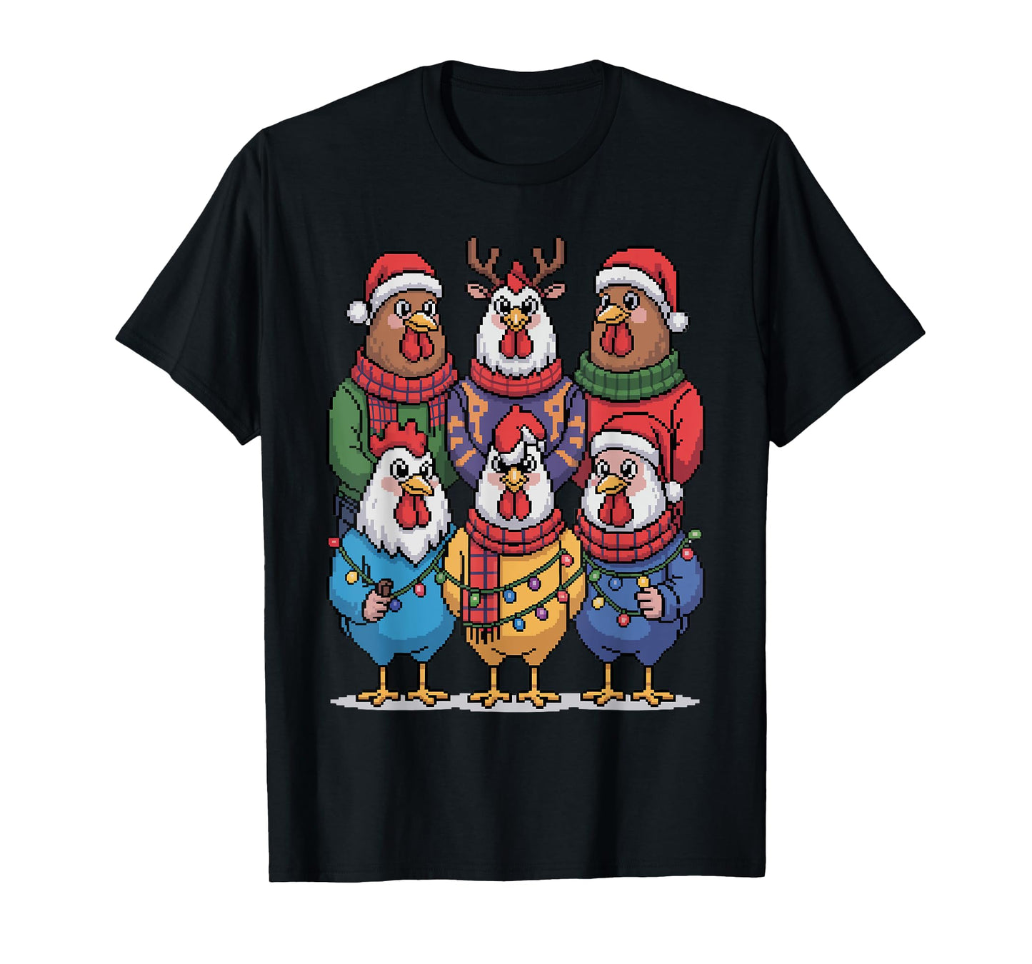 Christmas Lights Chicken Santa Funny Xmas Tree for Men Women T-Shirt