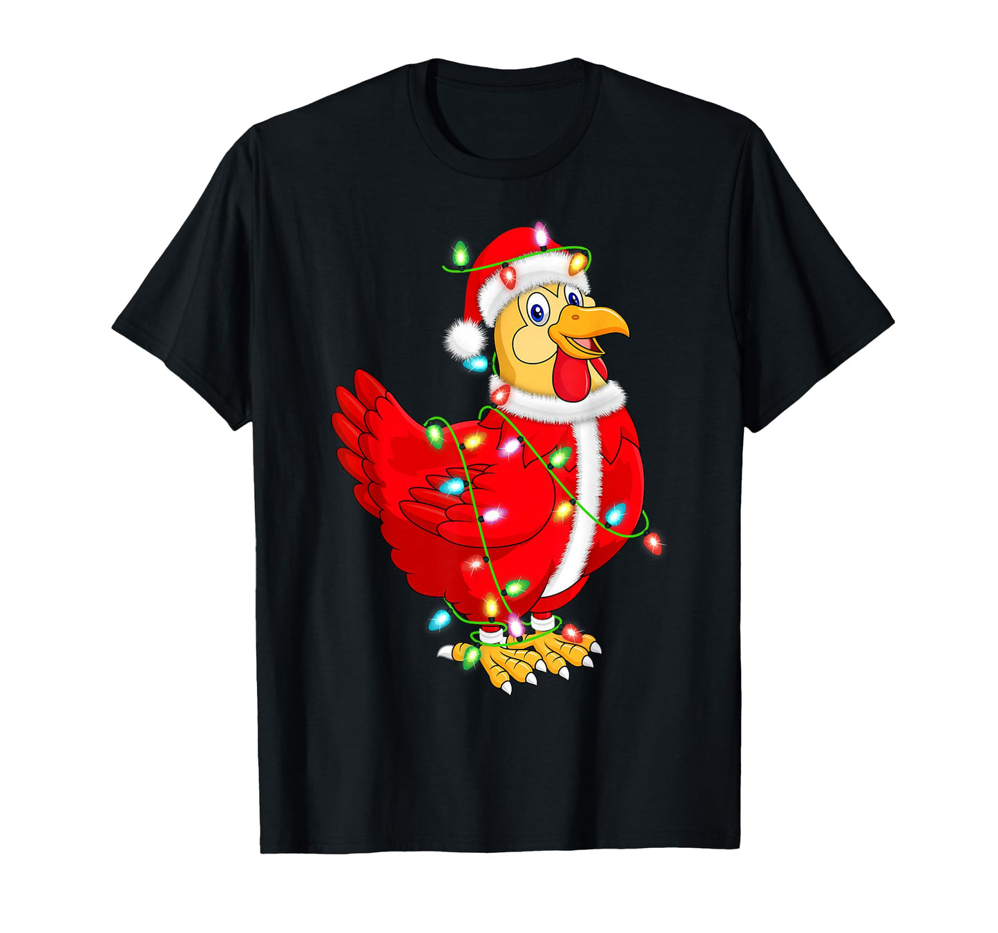 Chicken Christmas Lights Santa Costume Cute Animal Xmas T-Shirt
