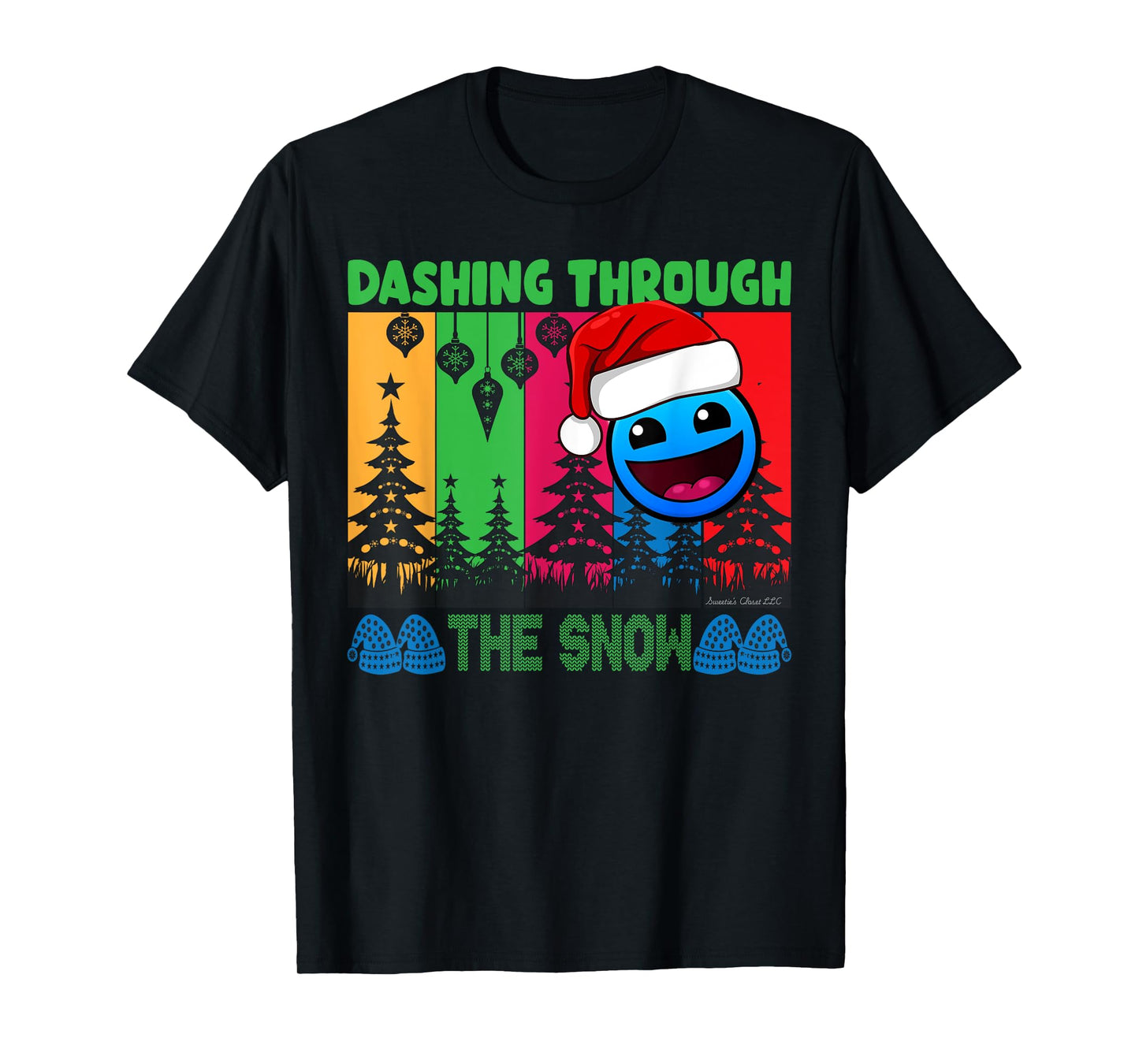 Geometry Dashing Through The Snow Sleep Dash Game Christmas T-Shirt