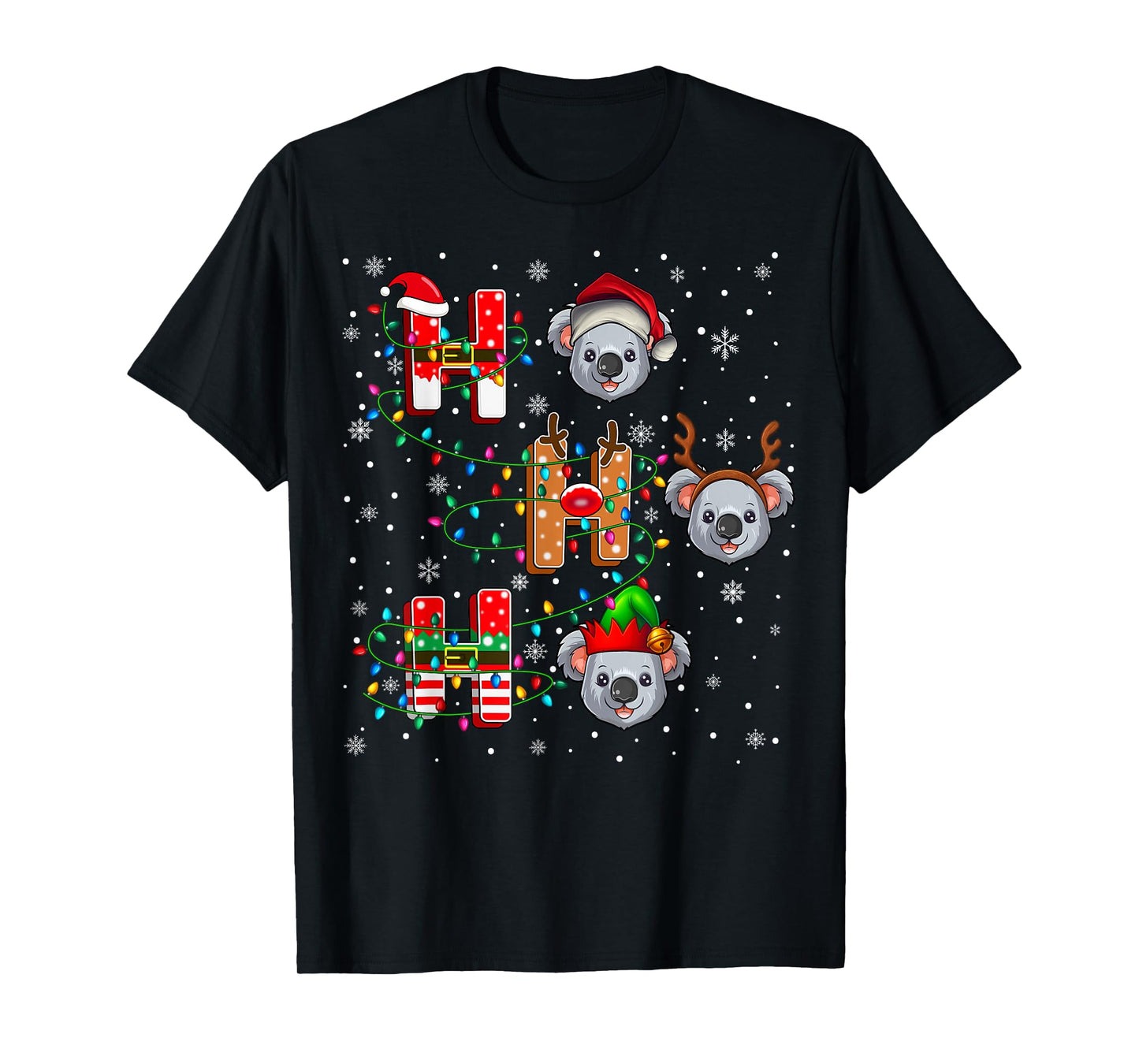 Ho Ho Ho Santa Reindeer Hat Elf Koala Animal Christmas T-Shirt