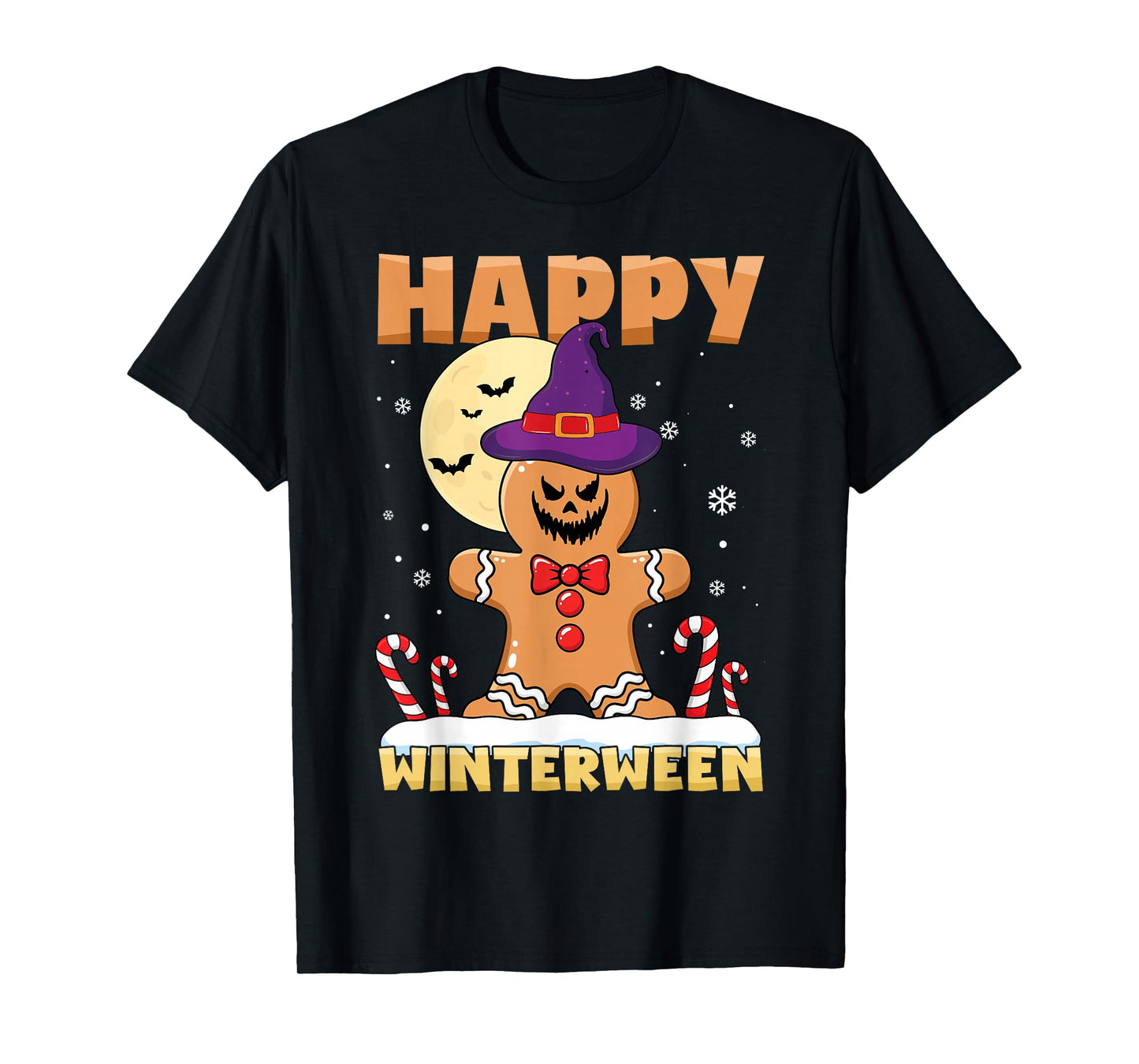 Happy Winterween Halloween Gingerbread Christmas Winter T-Shirt