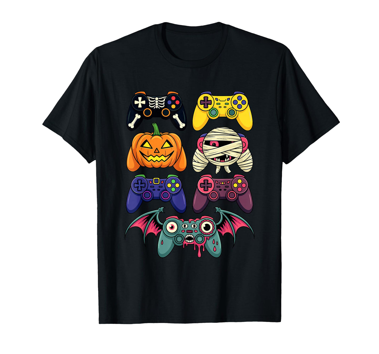 Halloween Gaming Controller Skeleton Pumpkin Mummy Zombie T-Shirt