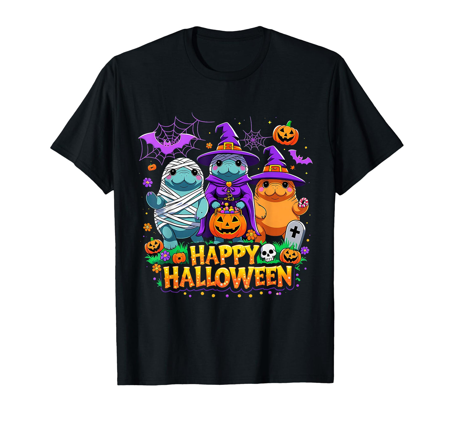 Happy Halloween Cute Manatee Spooky Costume T-Shirt