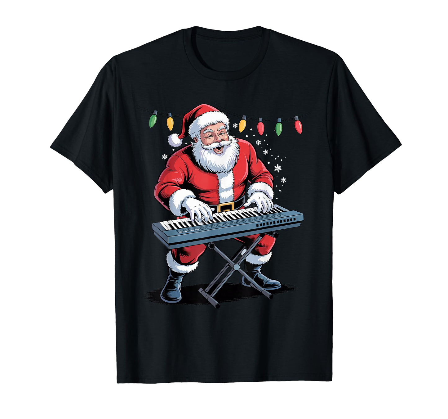 Santa Playing Digital Keyboard Funny Holiday Christmas Xmas T-Shirt