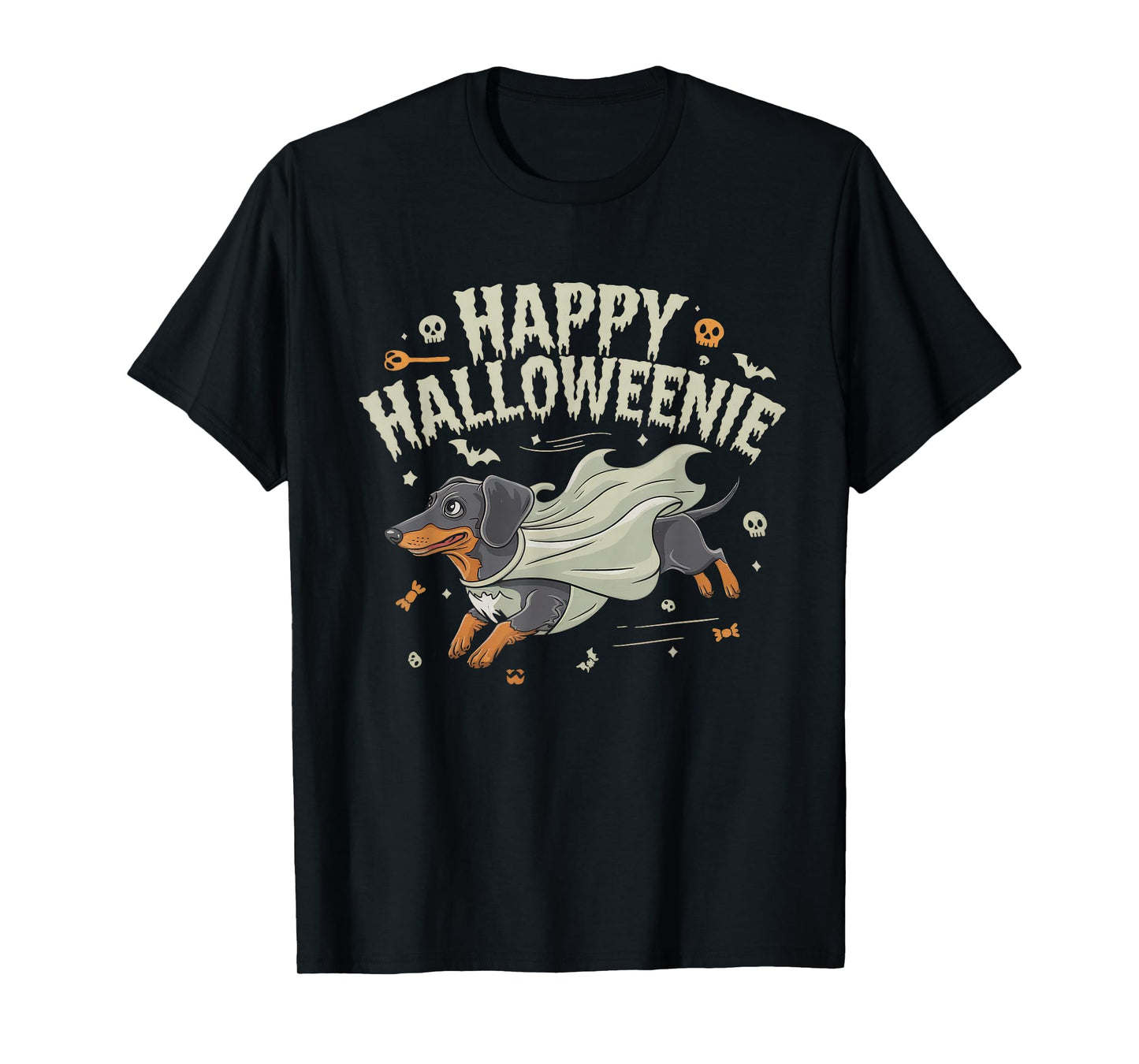Happy Halloweenie Tshirt Women Men Wiener Monster Party T-Shirt