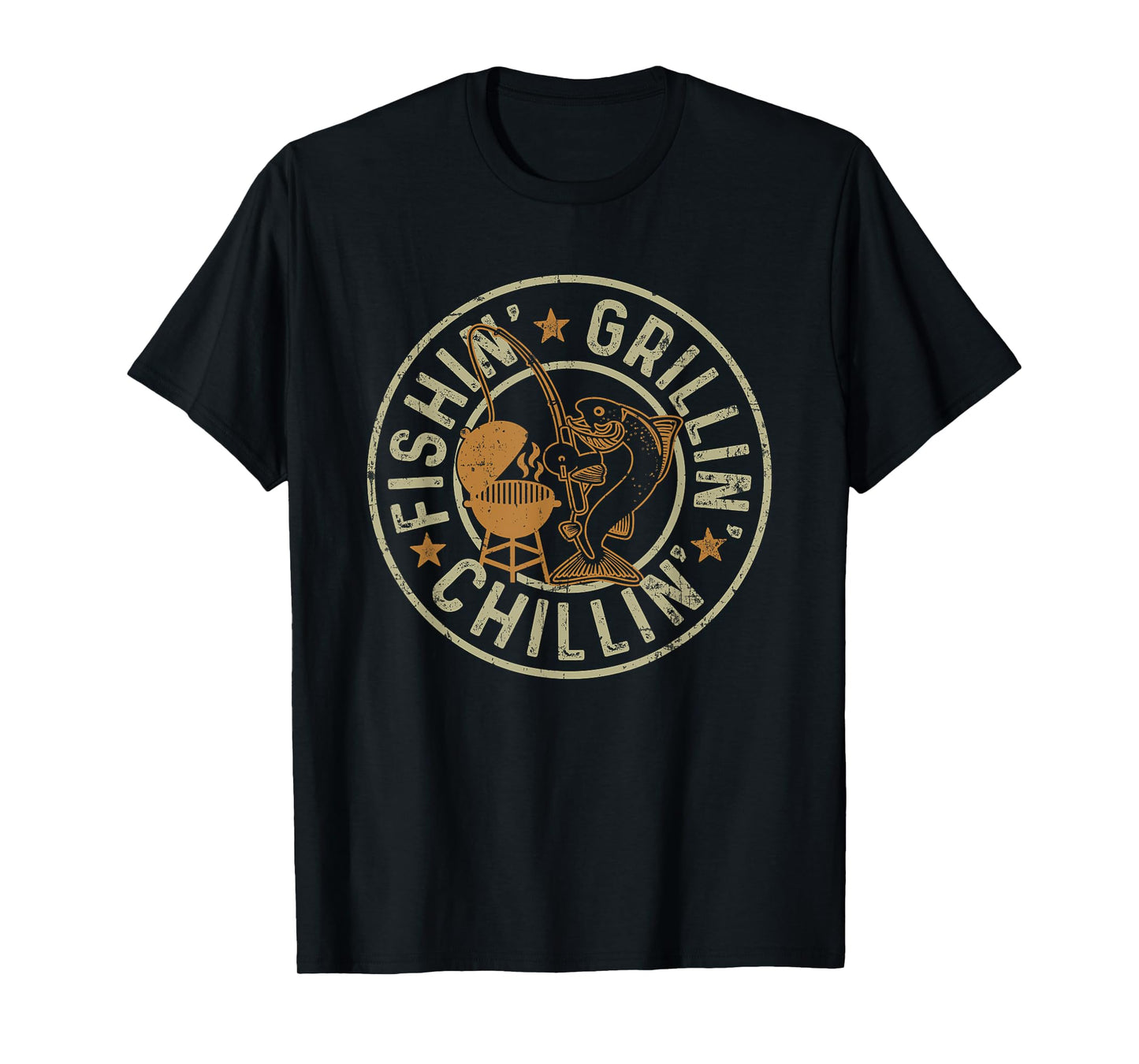 Fishing Grilling Chilling Fishermen BBQ Grill Lover T-Shirt