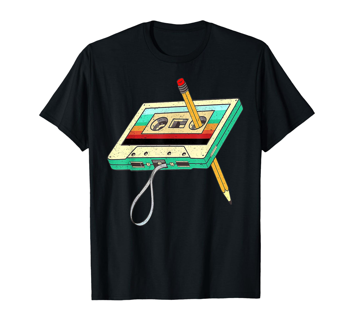 80s Cassette Tape Pencil 1980s Retro Vintage Throwback Music T-Shirt