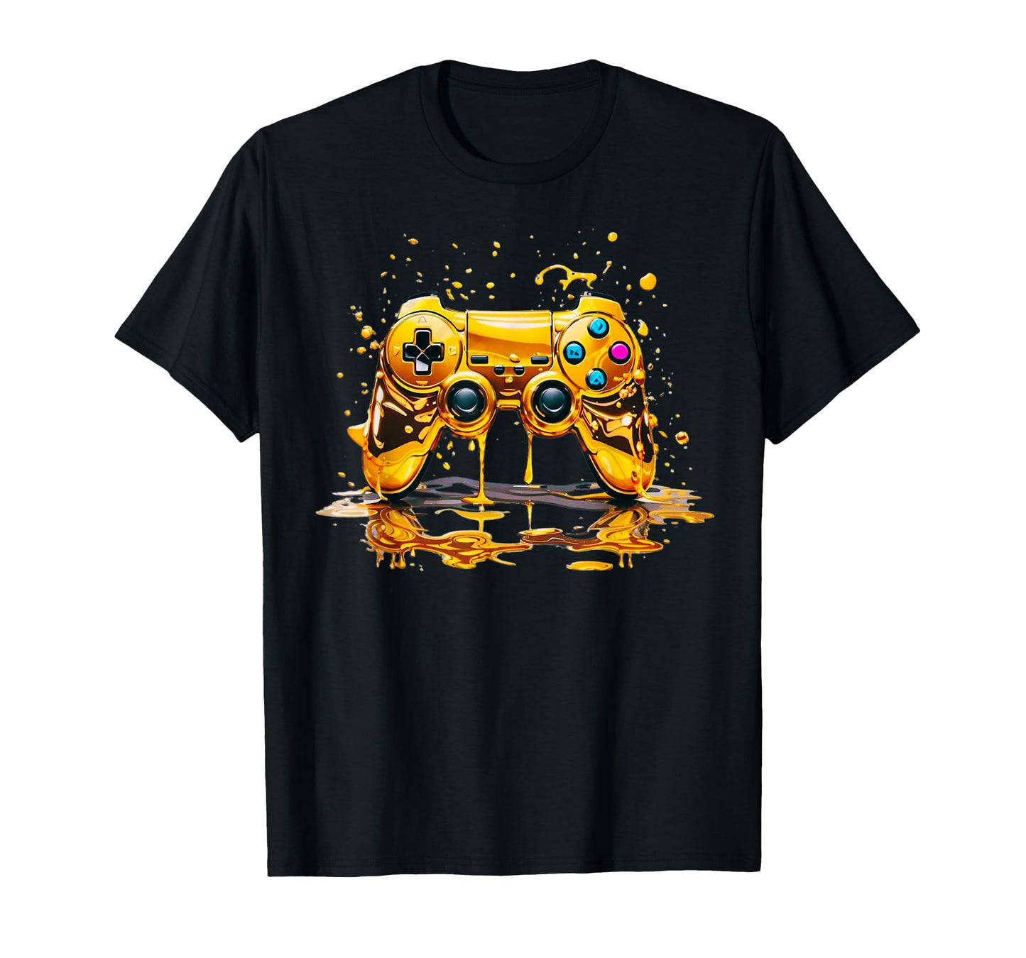 Gold Splash Video Game Controller Golden Gamer Gaming T-Shirt