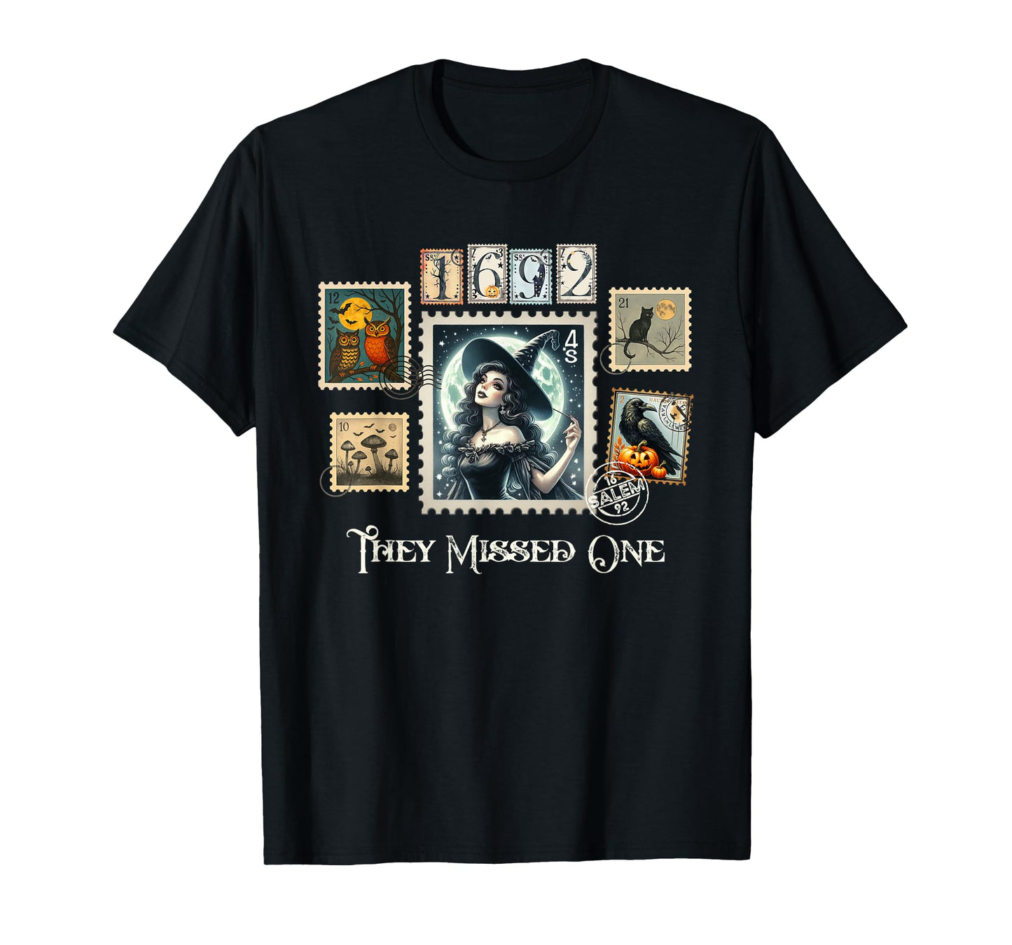 Halloween Postage Stamps Witch Salem They Missed One 1692 T-Shirt