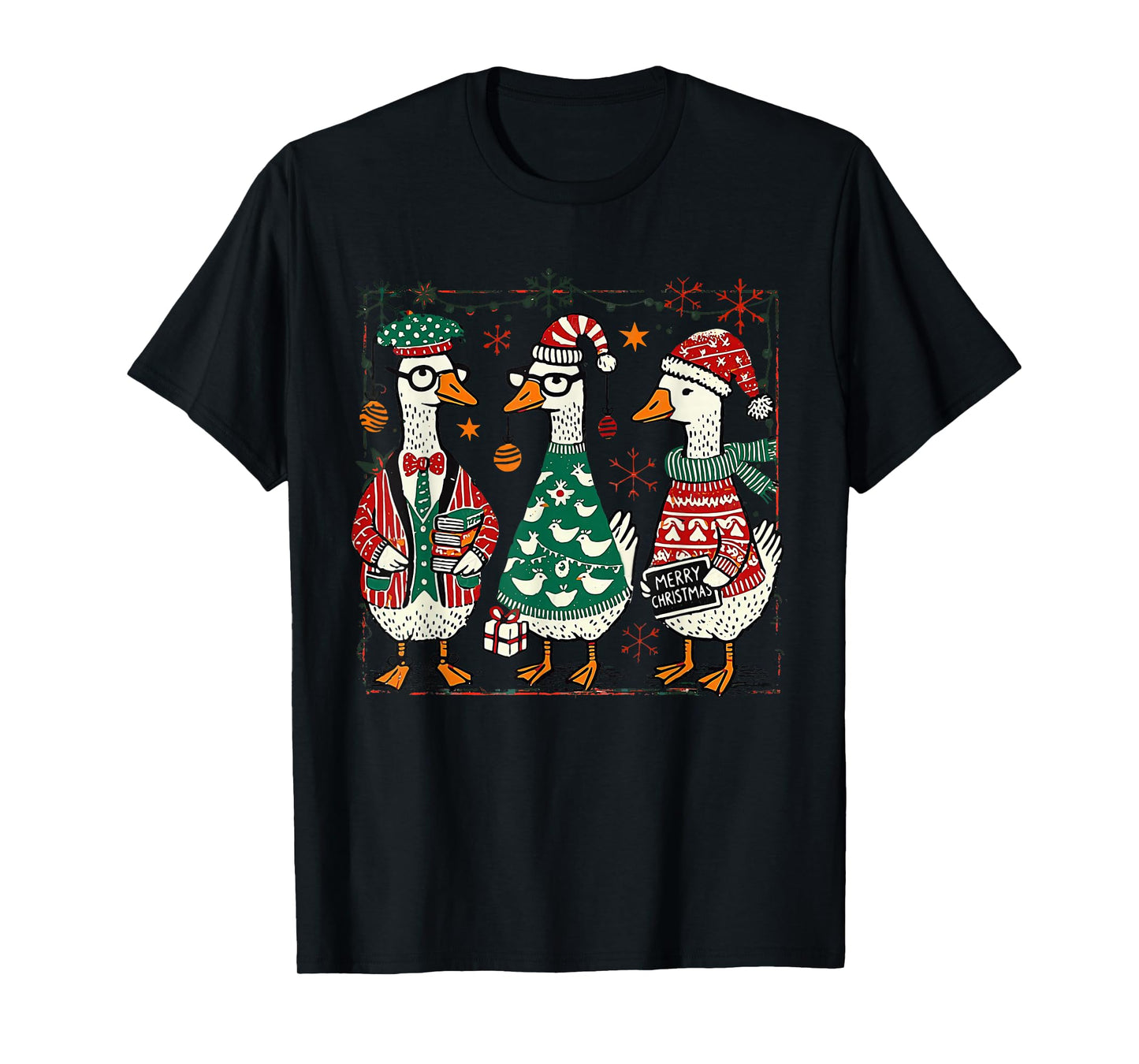 Retro Christmas Silly Goose Christmas Light Goosemas Funny T-Shirt