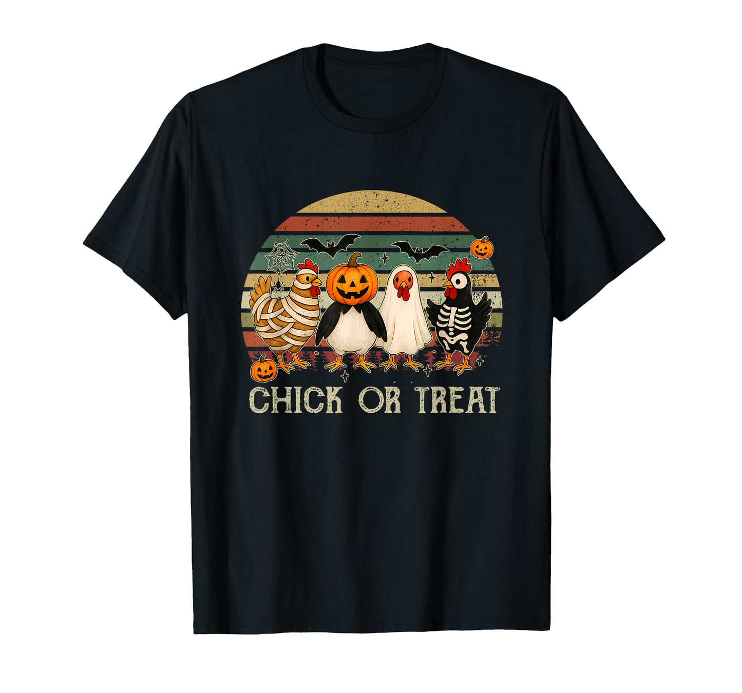 Halloween Chick Or Treat Pumpkin Spooky Witch Chicken Farmer T-Shirt
