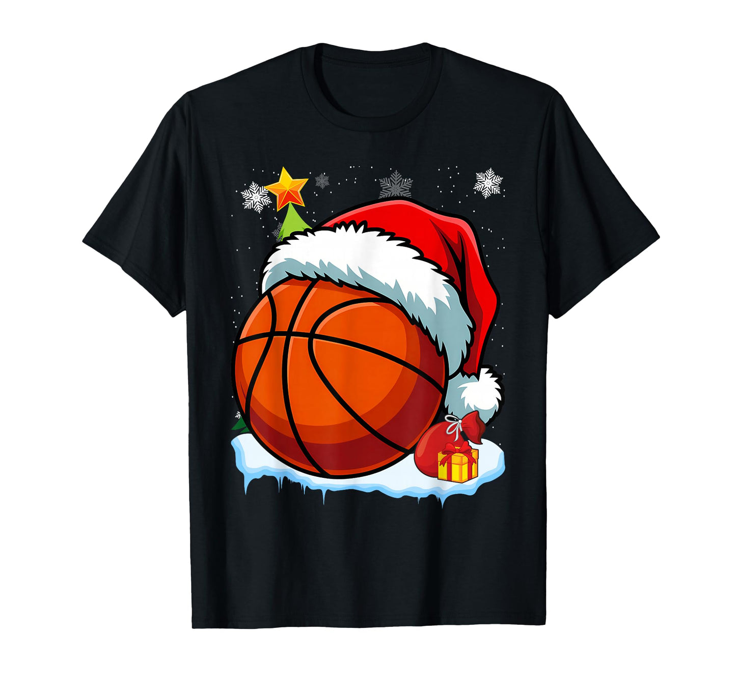 Basketball Christmas Funny Santa Hat Men Women Kids Boys T-Shirt