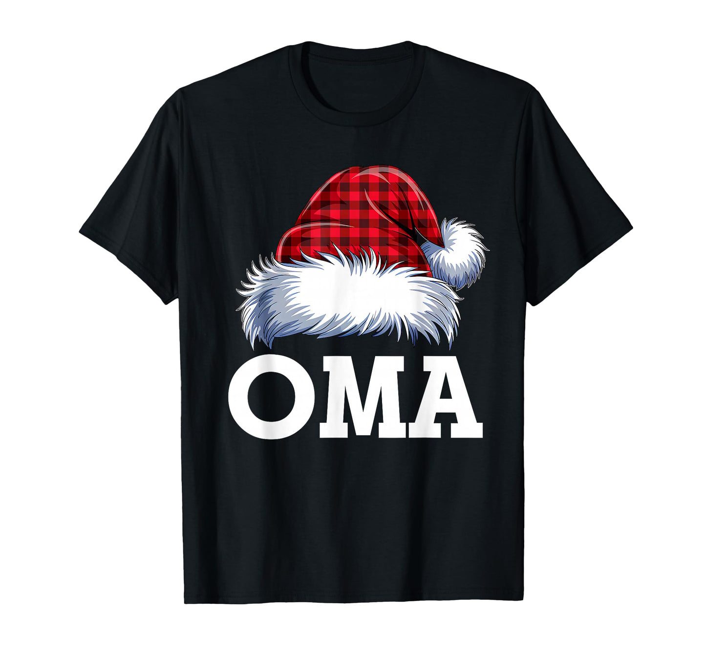 Oma Santa Red Plaid Christmas Family Matching Pajamas Xmas T-Shirt