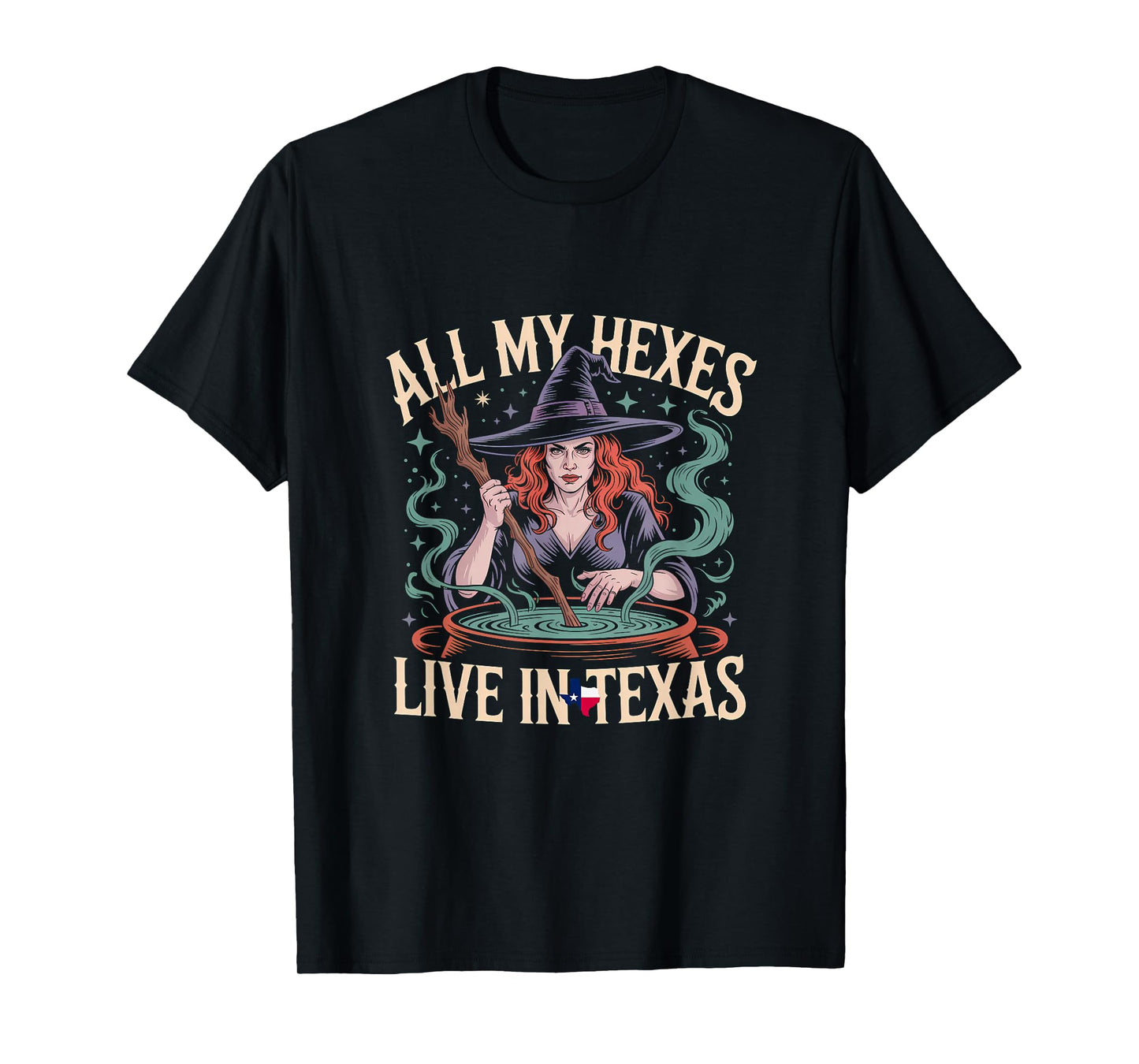 Halloween Spooky Witch All My Hexes Live in Texas T-Shirt