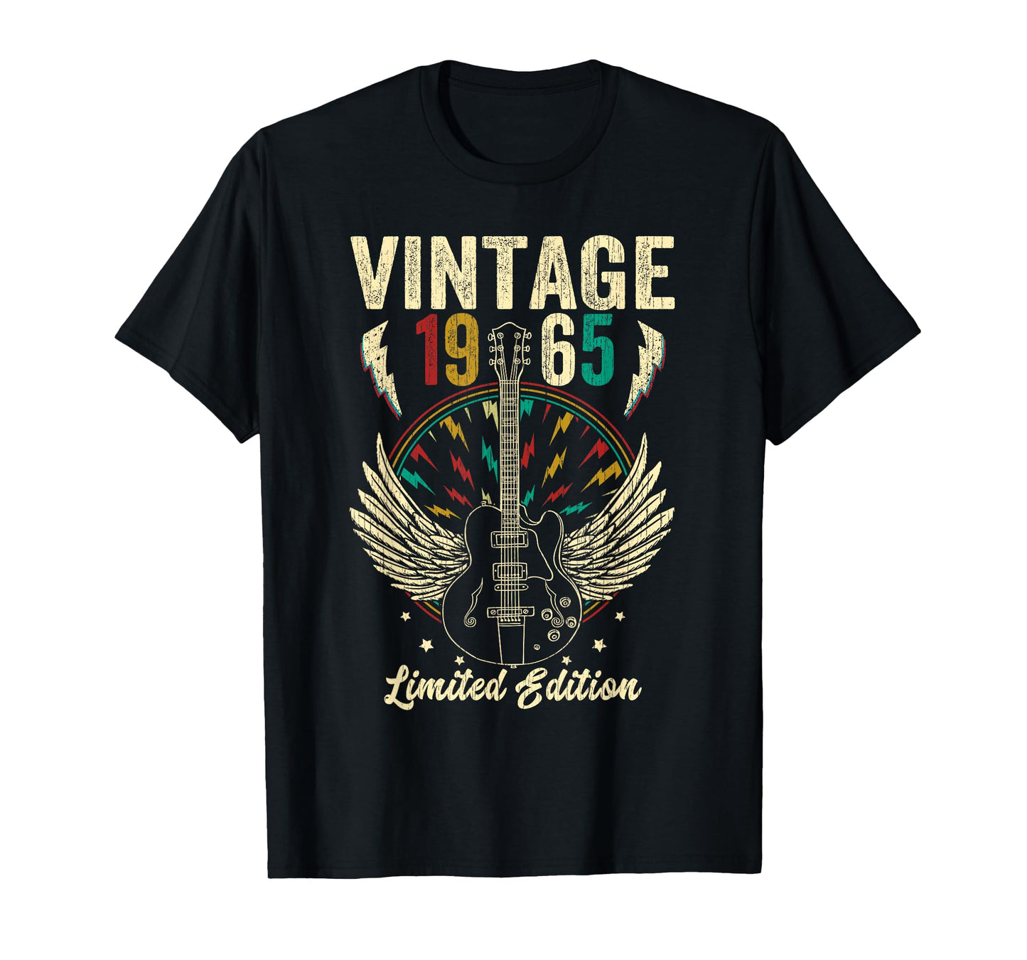 Vintage Born In 1965 60th Birthday Gifts 60 Years Old Guitar T-Shirt