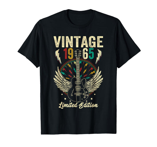 Vintage Born In 1965 60th Birthday Gifts 60 Years Old Guitar T-Shirt