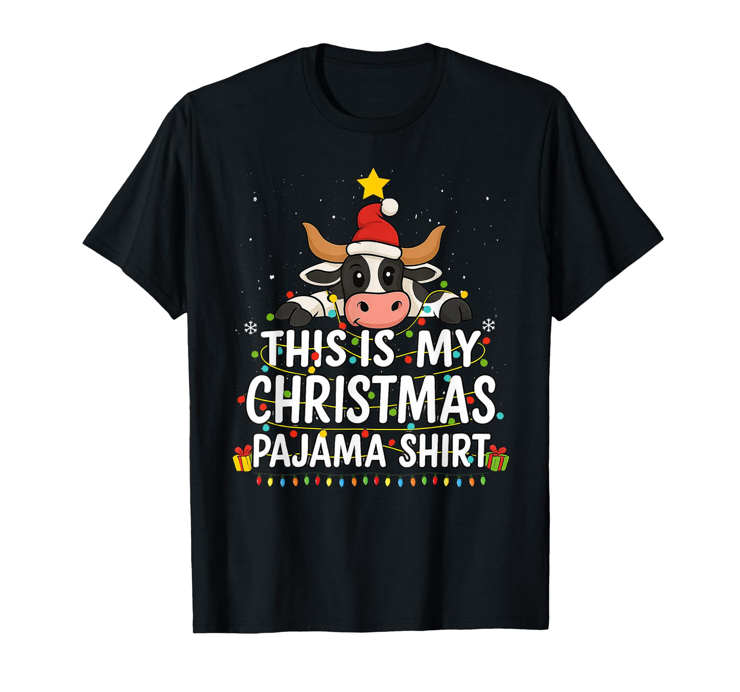 This is My Christmas Pajama Shirt Funny Cow Xmas Men Women T-Shirt