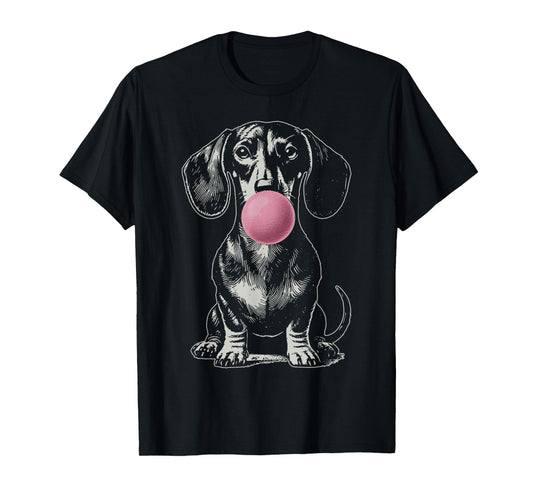 Vintage Dachshund Blowing Bubble Wiener Dog Dad Mom Owner T-Shirt for Men Women Kids