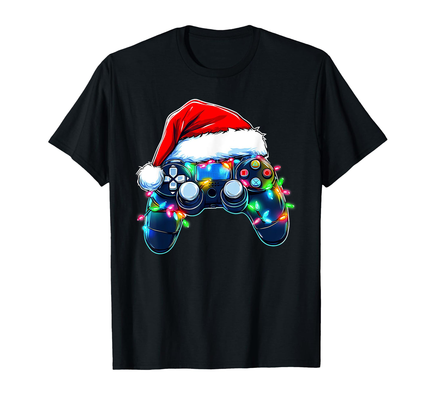 Video Game Controller Christmas Santa Hat Gamer Boys T-Shirt