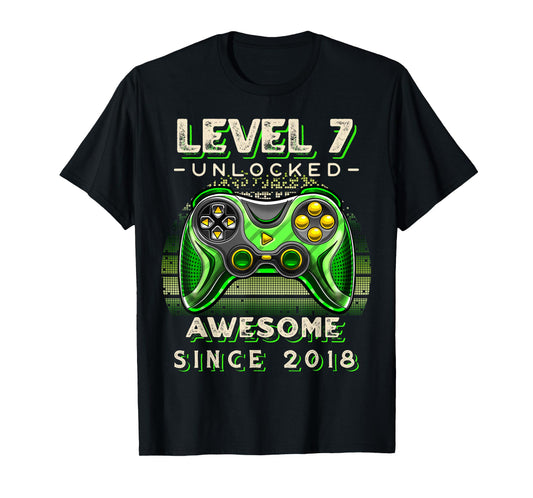 7th Birthday Boy Level 7 Gamer 7 Year Video Game Party T-Shirt