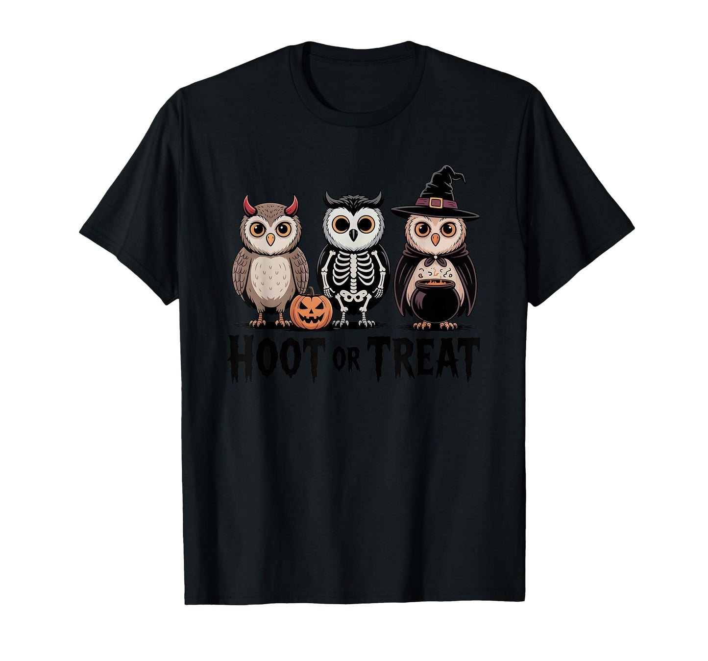 Vintage Halloween Owls Hoot or Treat Spooky T-Shirt