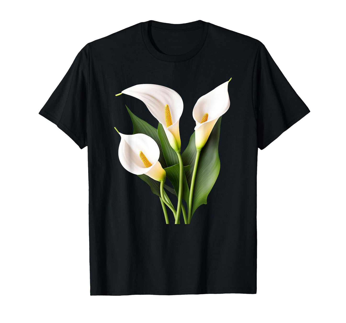 White Calla Lily Flower Illustration Novelty Graphic Designs T-Shirt
