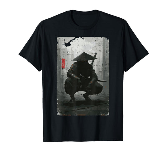 Japanese Samurai Warrior Hat Ronin Ukiyoe Art Men Women Kids T-Shirt