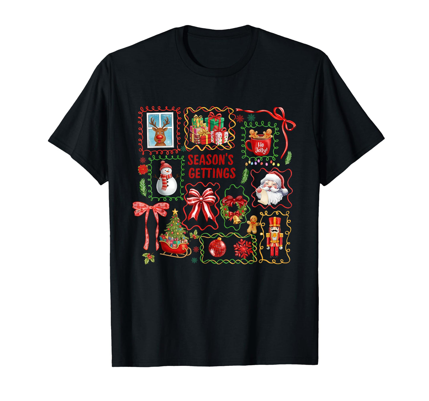 Coquette Merry Christmas, Christmas Bow, Season's Gettings T-Shirt