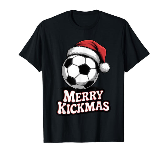 Merry Kickmas Christmas Funny Santa Soccer Ball Graphic T-Shirt
