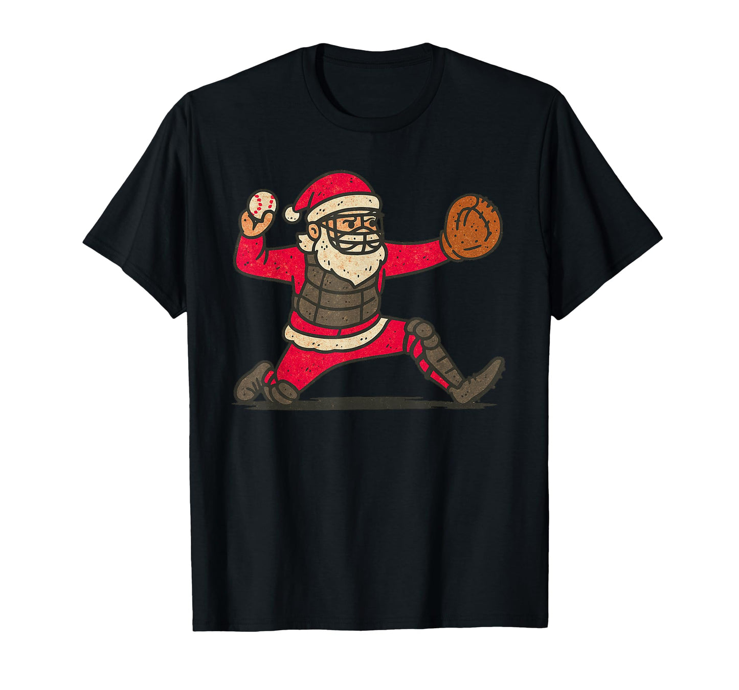 Santa Claus Playing Baseball Xmas Holiday Funny Christmas T-Shirt