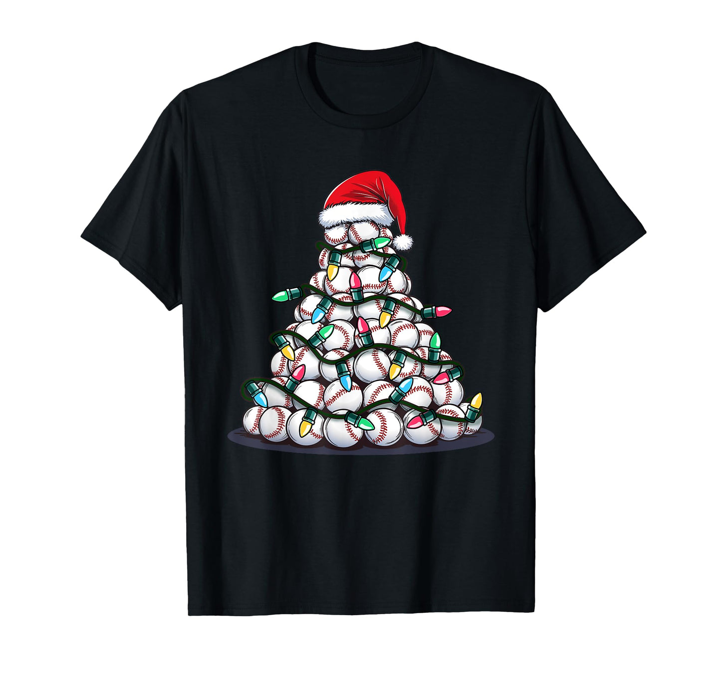 Baseball Christmas Tree Men Boys Youth Santa Sports T-Shirt