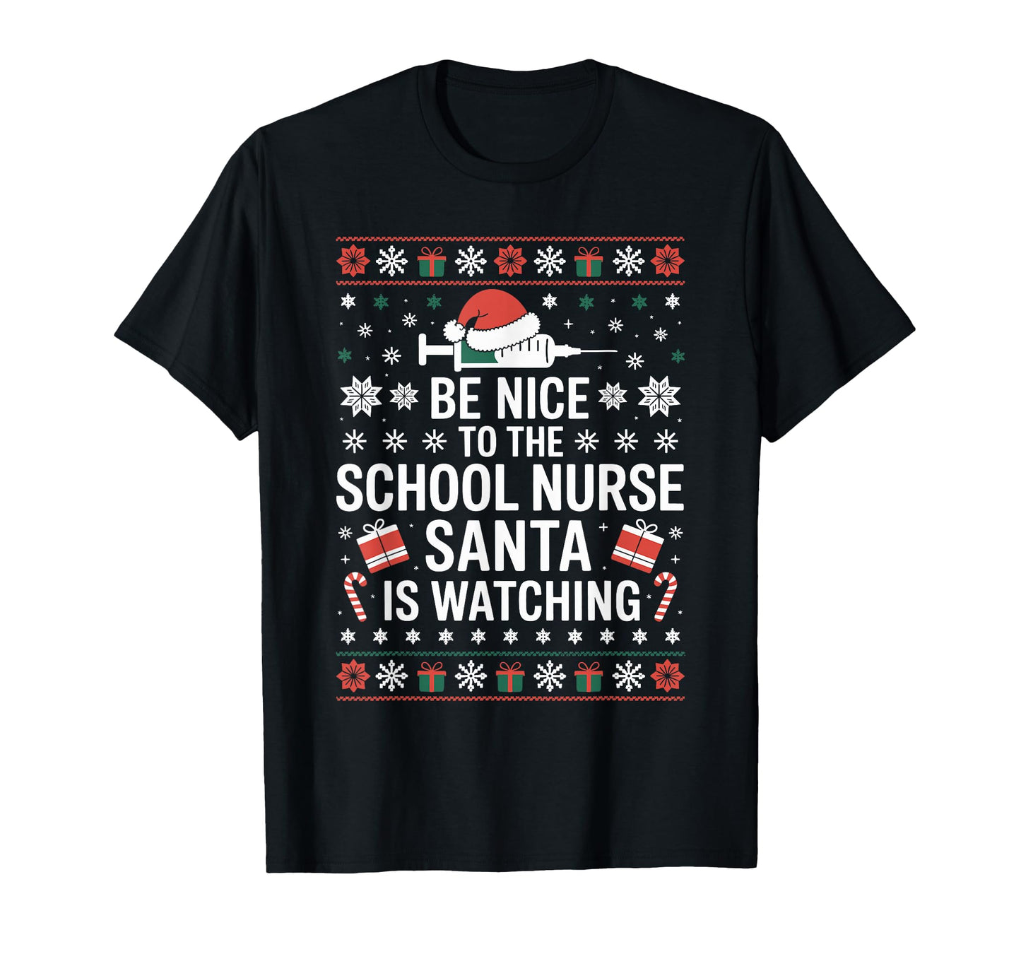 Funny School Nurse Ugly Christmas Sweater Nursing Humor Xmas T-Shirt