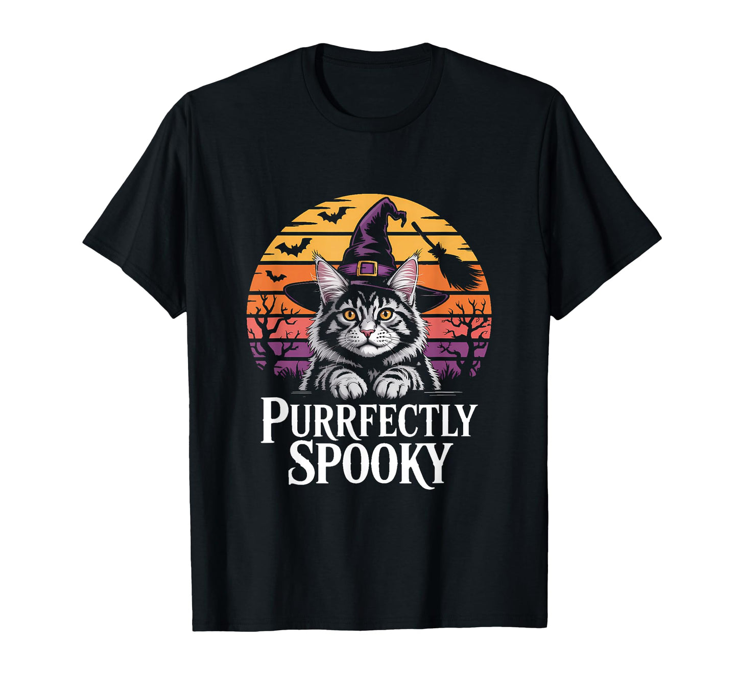 Maine Coon Cat PURRFECTLY Spooky Halloween T-Shirt